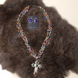 3 Piece-Inlaid Necklace/Earrings Set